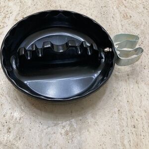 Two Clip-On Black Plastic Ashtray
